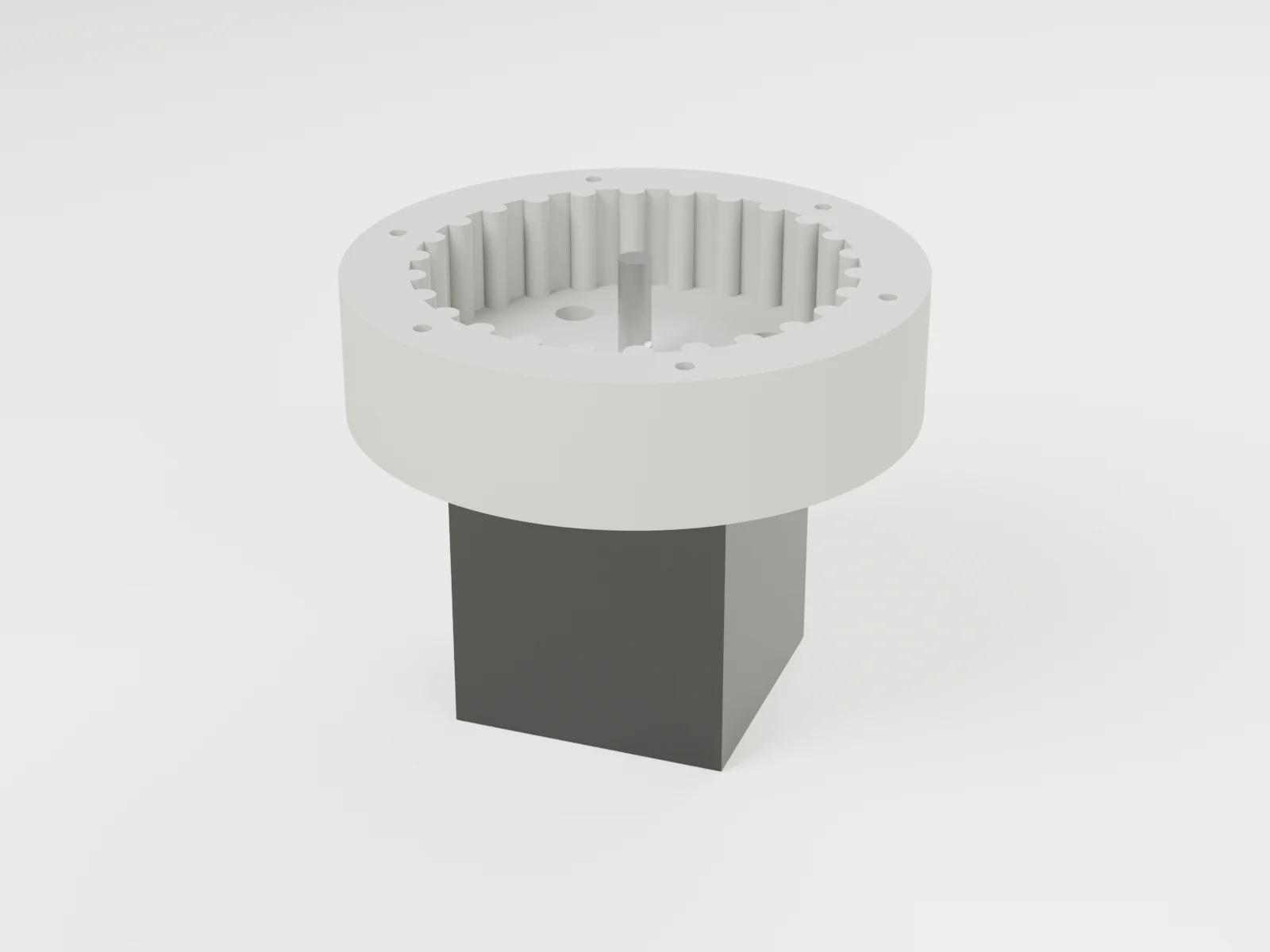 3D render of assembly step 2: bolt the nema17 under the base floor