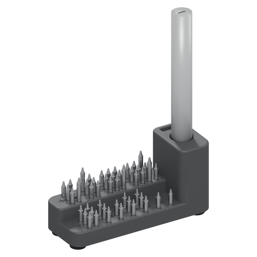 3D render of the Terrace Dock holding simplified reference shapes of a screwdriver and bits, which are not included